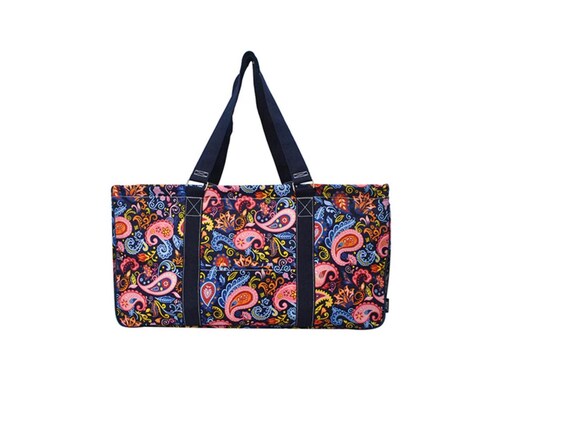 Monogrammed Collapsible Utility Tote Collapsible Tote Tailgate Tote Personalized Utility Tote Paisley Swirl Utility Tote Etsy
