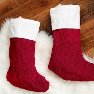 Personalized Stocking, Red Velvet Stocking, Viv and Lou Stocking, Velvet Stocking Christmas, Family stocking, kids christmas stocking