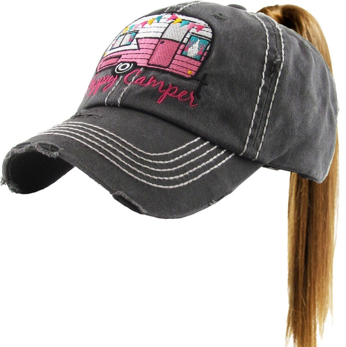 Happy Camper Baseball Pony Tail Cap 
