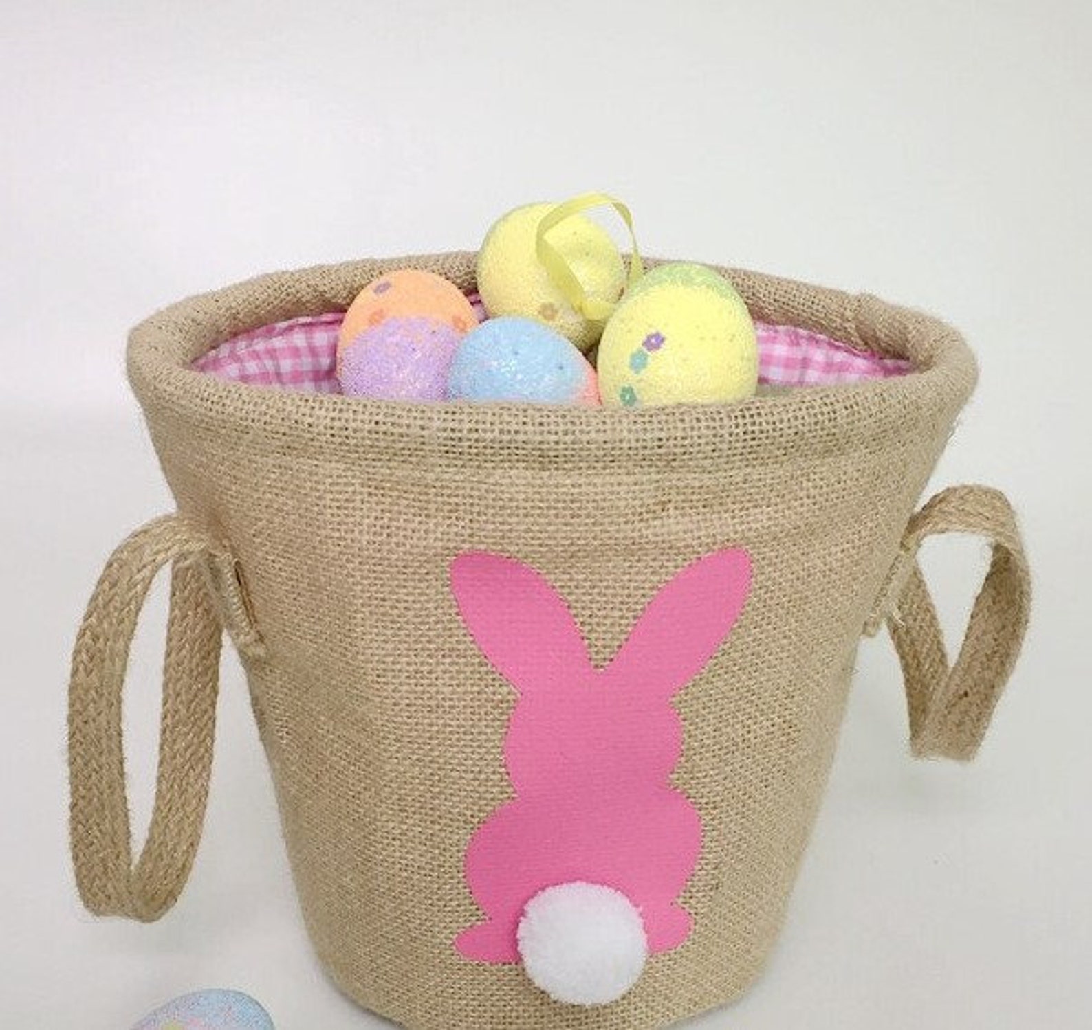 Burlap Easter Basket With Handle Personalized Burlap Easter Etsy