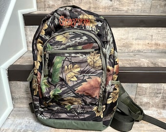 Personalized Camouflage backpack, guys camo hunting bag, embroidered boy backpack