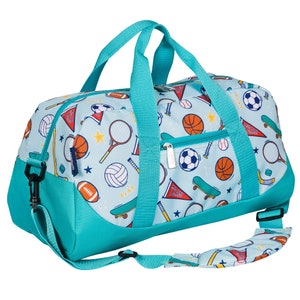 Wildkin Team Spirit Overnighter Duffel Bag, Personalized Sports Duffle bag, sleepover bag, kids travel bag