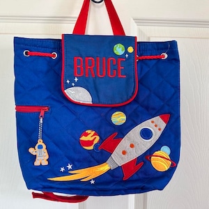 Personalize Quilted Boy Space Backpack, Stephen Joseph Boy Sport Backpack, Preschool Backpack, Toddler Backpack, Children&#39;s Backpack