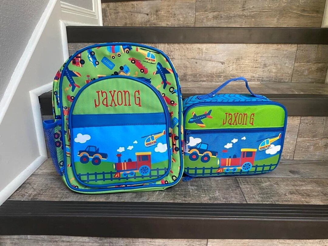 Stephen Joseph Classic Transportation Backpack Lunchbox Set, Personalize Boy Backpack and