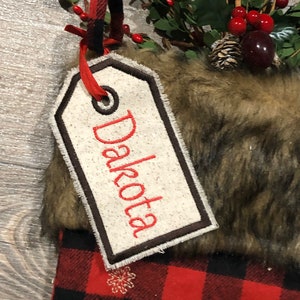 Christmas name tag for stocking, name tag