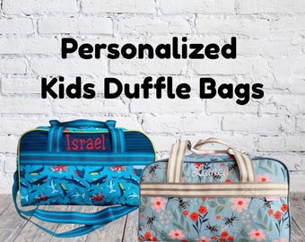 Personalized Embroidered Stephen Joseph All Over Childs Print Duffle, Kids travel bag, Leopard Duffel