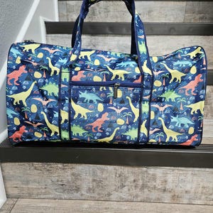 Boys Dinosaur Duffel Bag with Monogram, Personalized Duffel Bag, Monogram Duffle Bag, Dino Duffel bag, Dino bag, Dino duffle, dinosaur