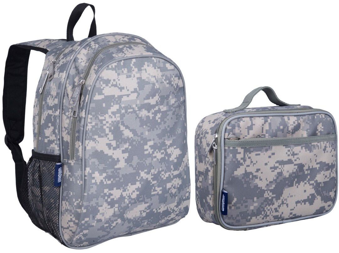 Wildkin 15 Inch Digital Camo Backpack Lunchbox Set, Monogram Backpack