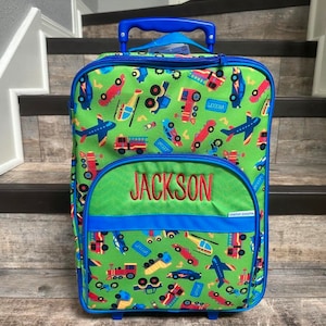 Boys Transport Suitcase, Personalized Rolling Luggage for Boys, Stephen Joseph, Toddler Travel Bag, Children&#39;s Rolling Luggage