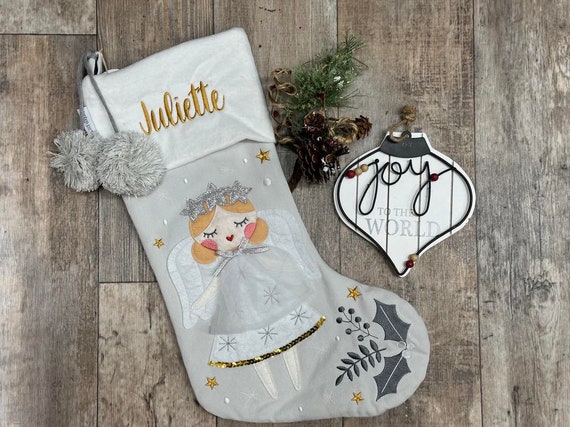 Personalized angel christmas stockings Clearance