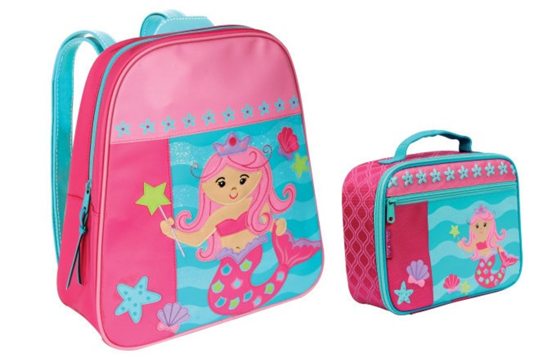 Personalized Mermaid Backpack Lunchbox Set Mermaid Backpack Etsy