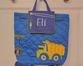 Personalize Embroidered Stephen Joseph Quilted Dump Truck Preschool Daycare Backpack