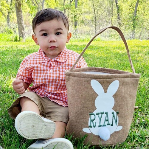 Embroidered Personalized Easter Bunny Basket Personalized Etsy