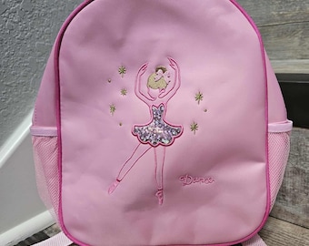 Embroidered Pink Ballerina Dance backpack, Dance Gift, girls dance duffle, Personalize little Girl Dance backpack, Ballerina Backpack