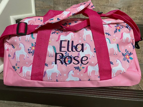 Wildkin Pink Unicorn Overnighter Duffel Bag Personalized 