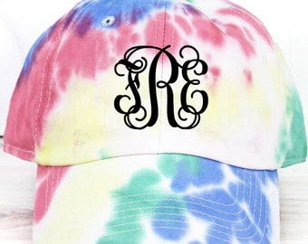 Personalized Tie Dye Ball Cap, Trucker hat, tie dye baseball hat, embroider tie dye baseball hat