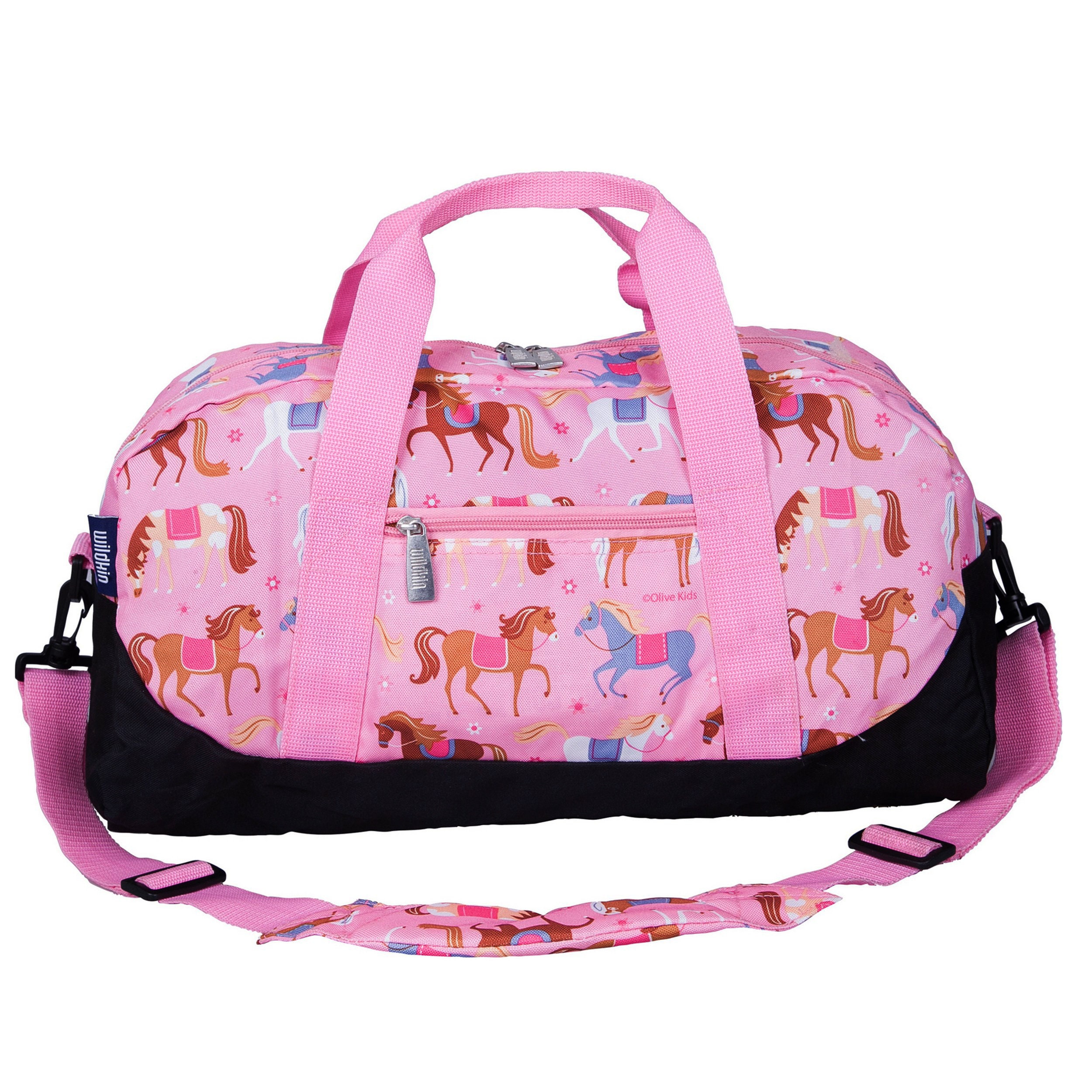Wildkin Kids Weekender Travel Duffel Bags for Boys & Girls (Pink Stripes)