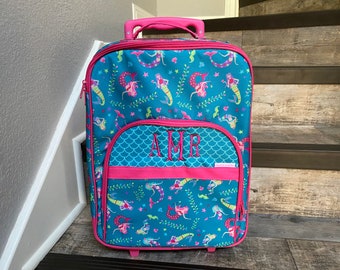 Girls Suitcase, Personalized Rolling Luggage for Girls, Stephen Joseph, Toddler Travel Bag, Children's Rolling  Mermaid Luggage