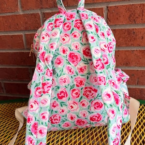 Personalized Embroidered Pink Flower Girls Ruffle Backpack, Toddler Girl Floral Book Bag, Daycare Backpack image 10