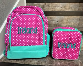 Hotpink Polka Dot Backpack American Girl 16 inch Backpack Black Polka Dot With Hot Pink  main image 2