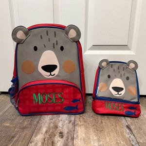 Stephen Joseph Sidekick Bear Backpack Lunchbox, Personalized bear backpack lunchbox, embroidered backpack lunchbox