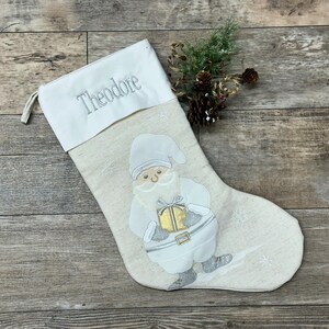 Nordic Santa Christmas Stocking, Christmas Stocking, Embroider Christmas Stocking, Personalize Christmas Stocking, Santa stocking