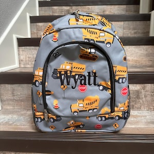 Embroidered Construction Backpack, personalized construction Backpack, personalized boys construction, daycare backpack, preschool backpack