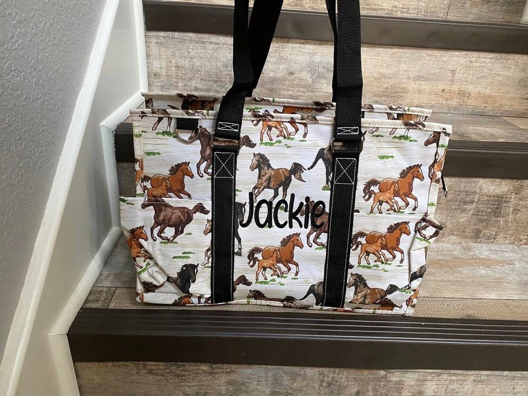 Horse Zipper Caddy Organizer Tote Bag, Horse Diaper Bag, Personalized