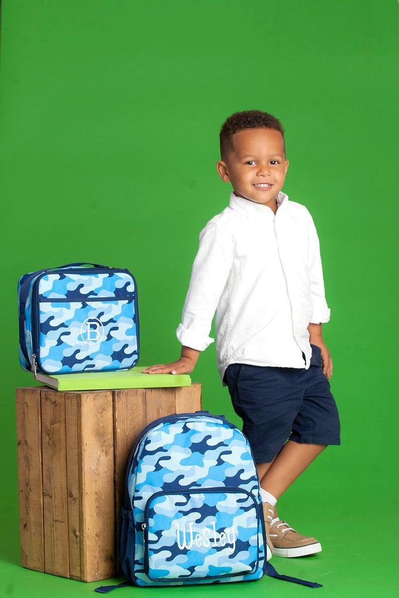 Cool Camo Preschool Backpack Lunchbox Set Monogram Backpack Etsy