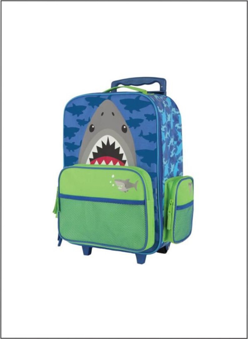 Boys Shark Suitcase Personalized Rolling Luggage for Boys Etsy