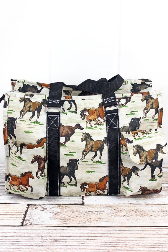 Horse Large Zipper Caddy Organizer Tote Bag, Horse Organizer Tote 