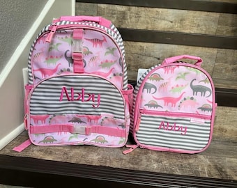 Stephen Joseph Allover Print Girl Pink Dino Backpack Set