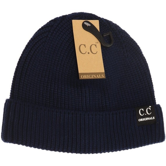 Adult Unisex Solid Ribbed Knit Short CC Beanie, Personalize