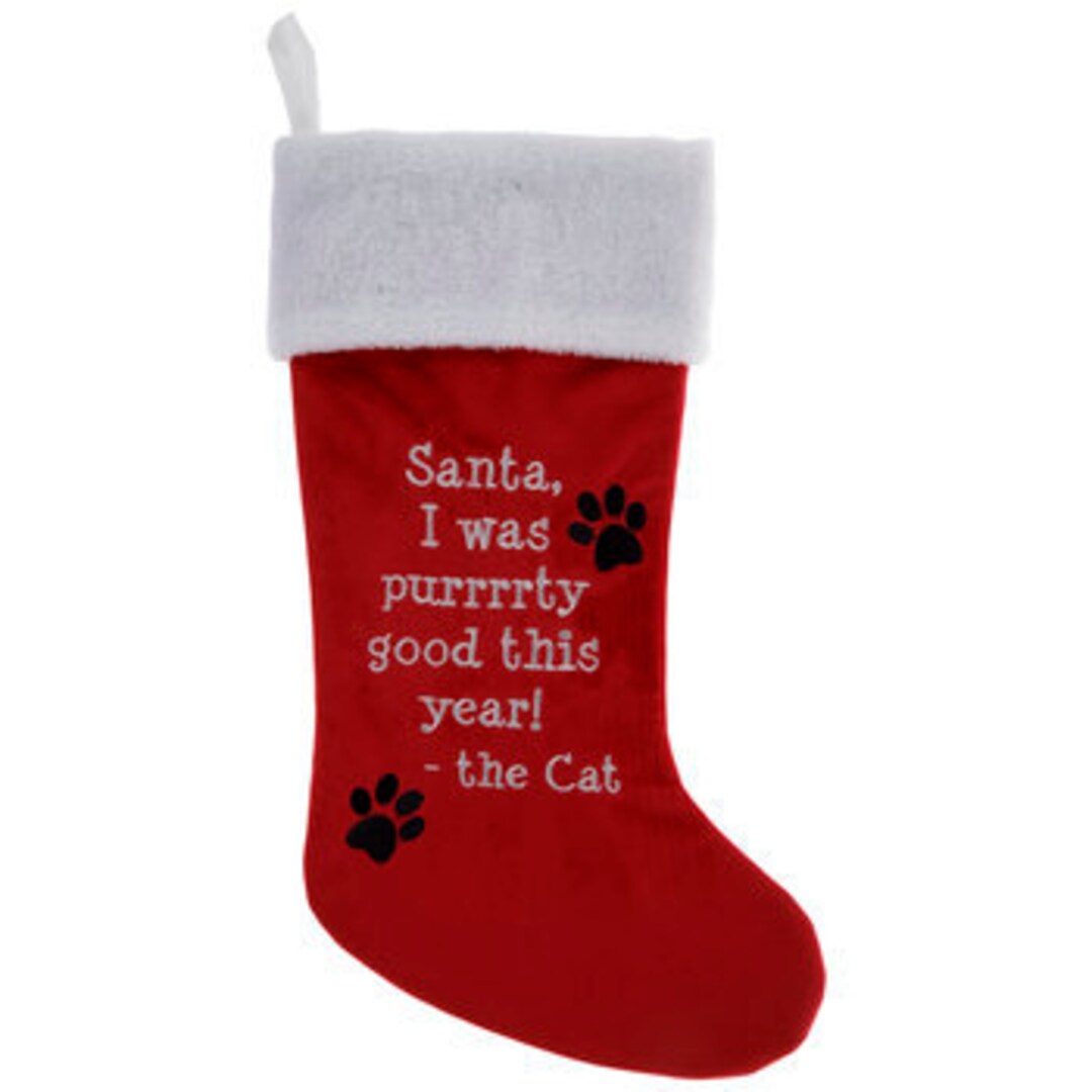 Embroidered Christmas Cat Stockings Personalized Pet Etsy