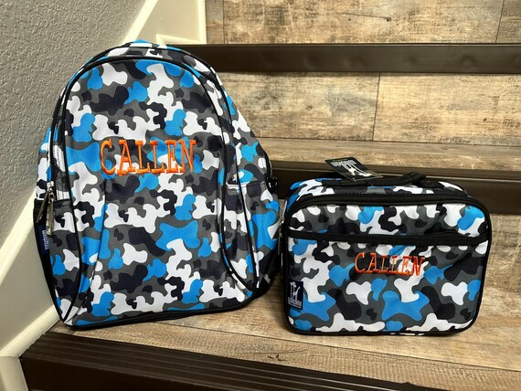 Camo backpack and lunchbox online