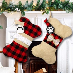 Personalize Dog Bone Stocking, Holiday Pet Stocking, Dog bog gift bag, dog christmas gift bag