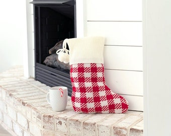 Medias de punto a cuadros personalizadas, medias con monograma, medias personalizadas, medias navideñas, medias familiares, medias infantiles