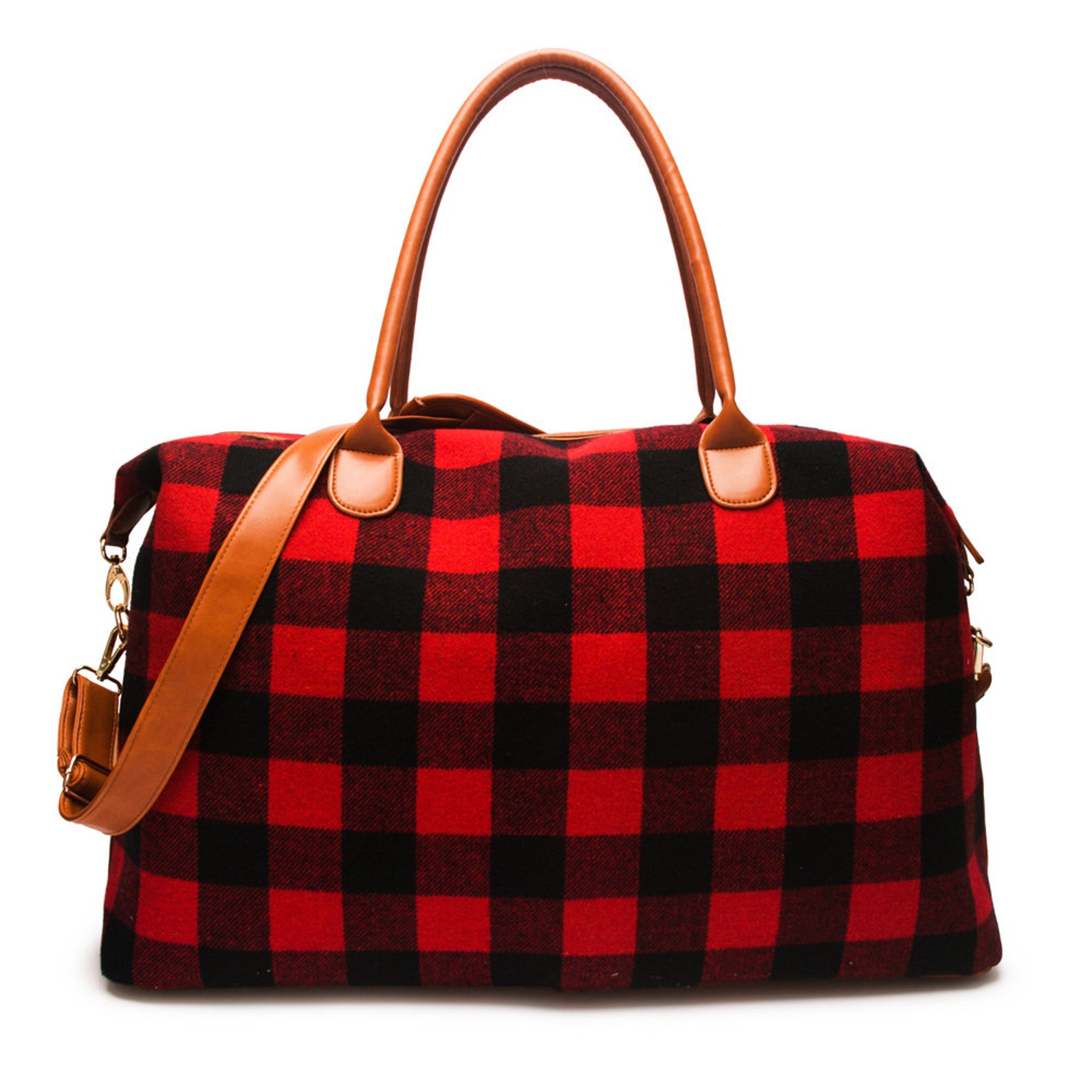 Red and Black Buffalo Plaid Tote Buffalo Plaid Weekender Bag Etsy