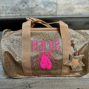 Small 11&quot; gold Glitter Dance Bag, Personalize Dance Bag, Little Girl Dance Bag, Embroider Dance Bag, Toddler Dance Bag, Gymnastic bag