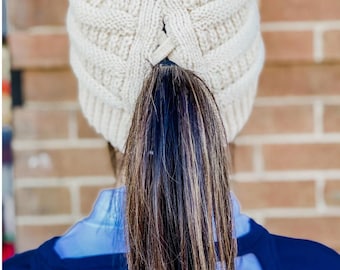 Adult CCB1 Criss-Cross Knit Beanie, personalize adult crisscross knit beanie