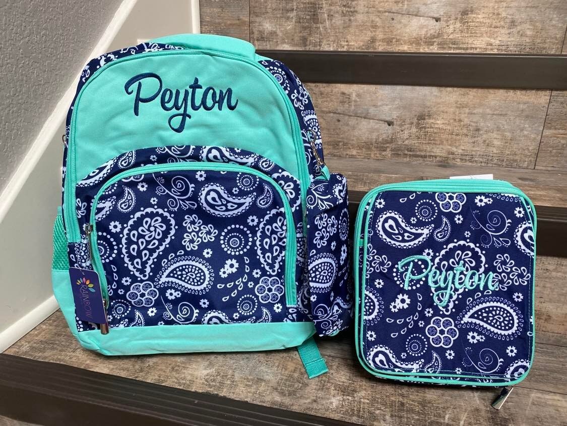 Monogrammed backpacks and lunch clearance boxes