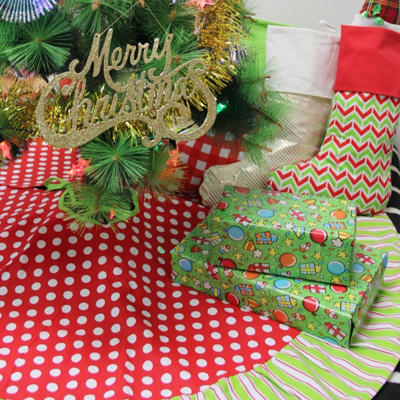 Christmas Tree Skirt Red and Green Tree Skirt Personalized Etsy UK