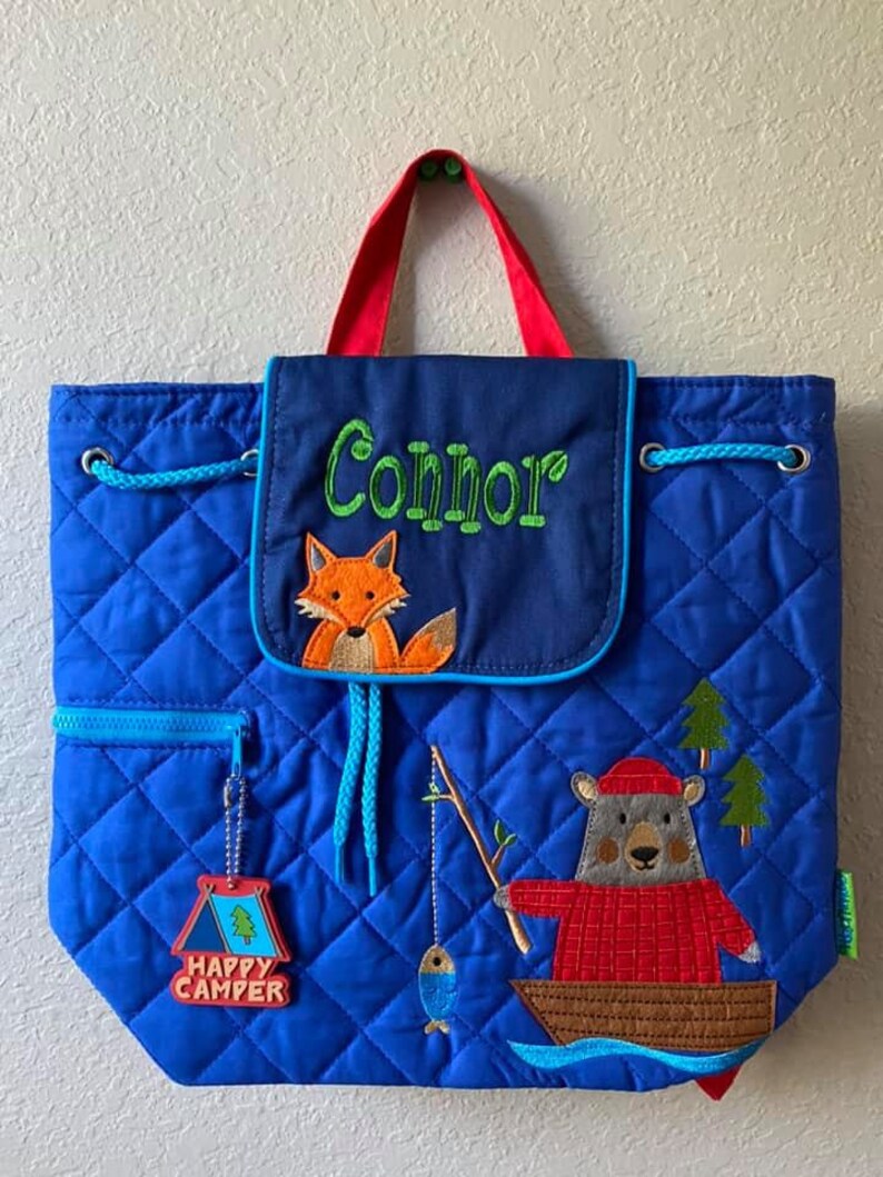 Personalize Quilted Bear Backpack Stephen Joseph Bear Etsy