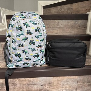 Boy Green Tractor Backpack, Tractor Backpack, Monogram Green Tractor backpack, personalized backpack, boy backpack