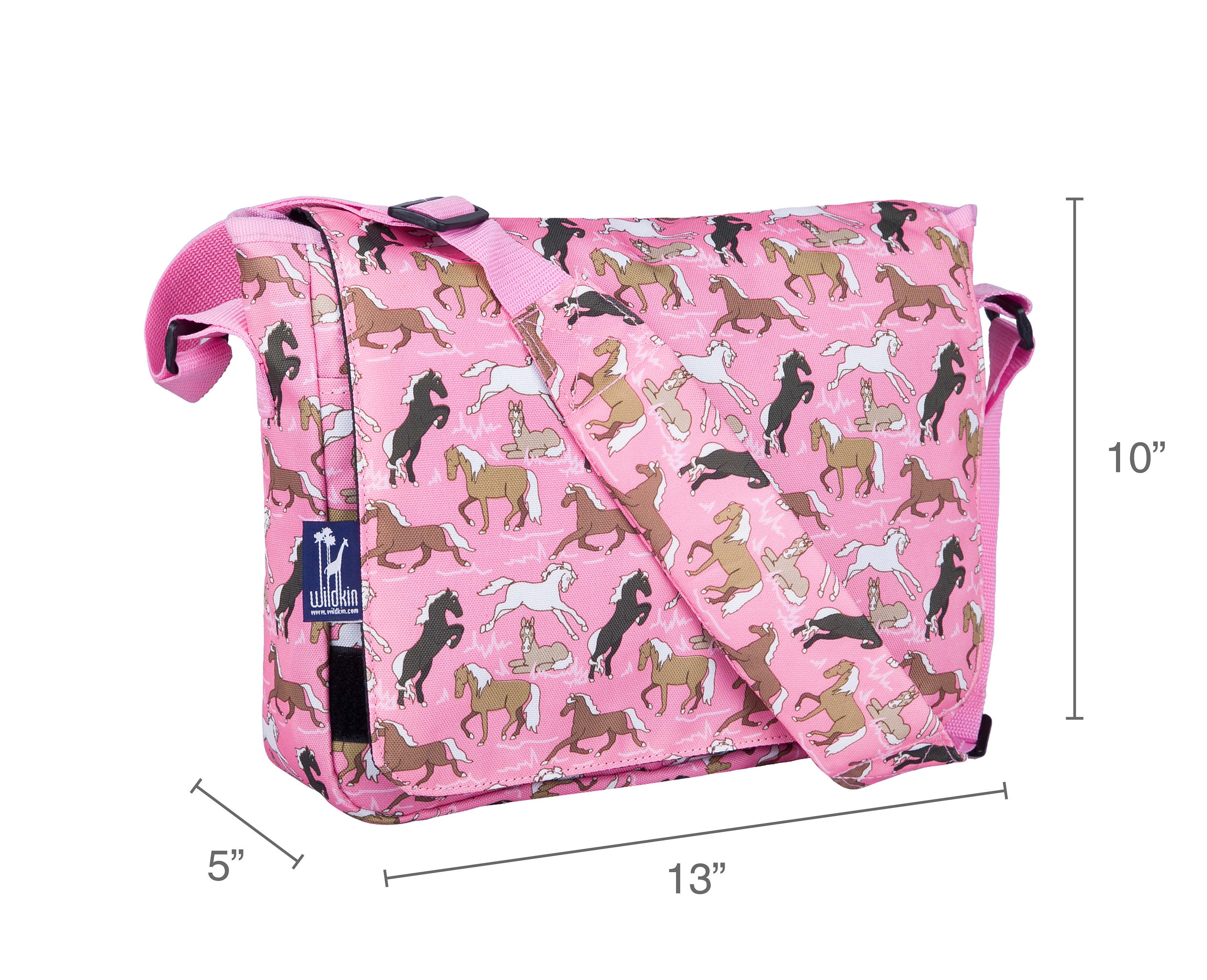 Wildkin Horses in Pink 13 Inch X 10 Inch Messenger Bag, Kids