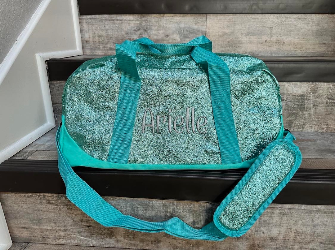 Wildkin Blue Glitter Overnighter Duffel Bag, Personalized Blue