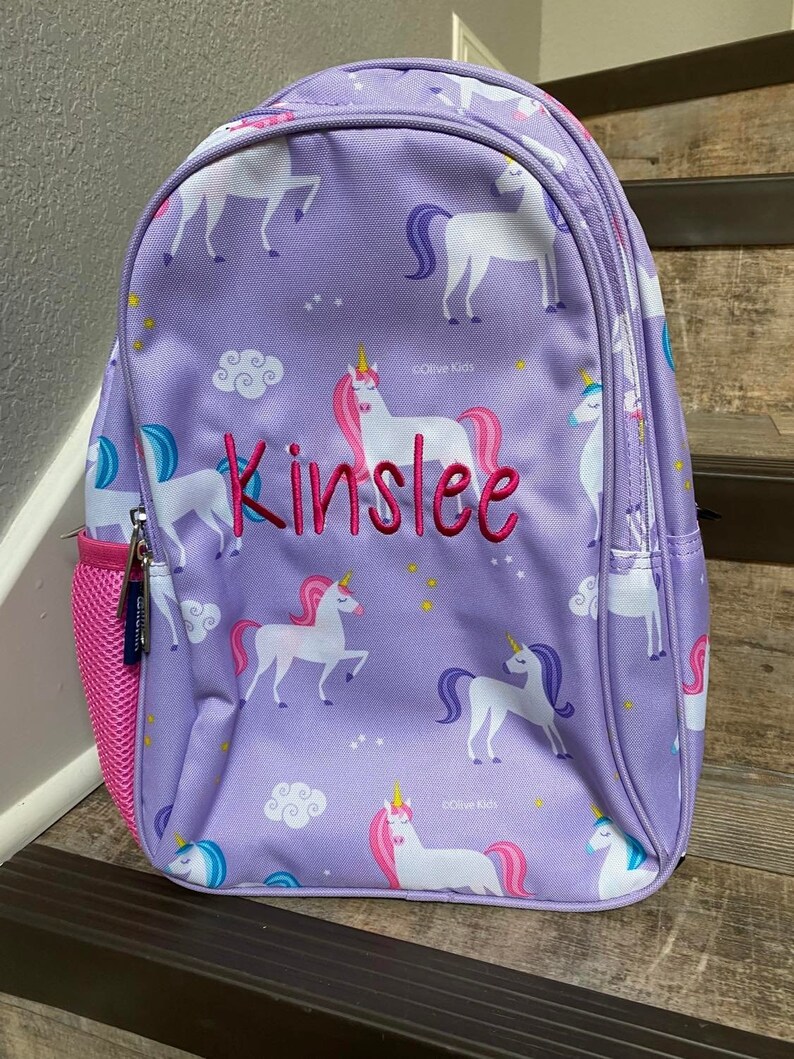 Wildkin Purple Unicorn Backpack Lunchbox Set Monogram Etsy