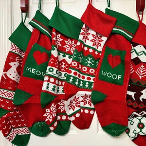 Embroidered Christmas Stocking, Personalize Christmas Stockings, knit Stocking, Christmas knit Stocking, sweater stocking, knit dog stocking