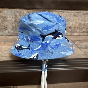 Personalized Toddler Bucket Hat, Children&#39;s Sun Hat, child beach hat, whale flamingo fish beach hat, personalize childs beach hat