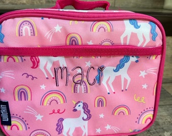 Wildkin Rainbow Unicorns Day2Day Lunch Box Pink